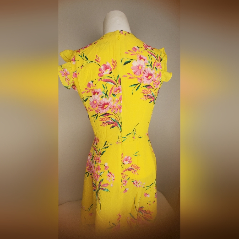 Bar III -Size S-Sunny Yellow Floral "Dandelion" Dress - Picture 3 of 13